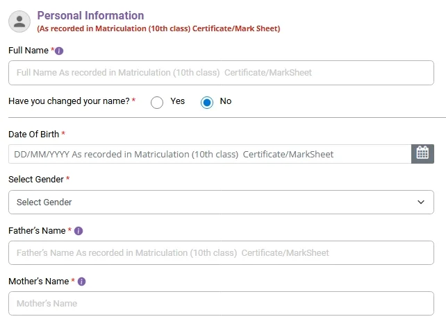 applicant details
