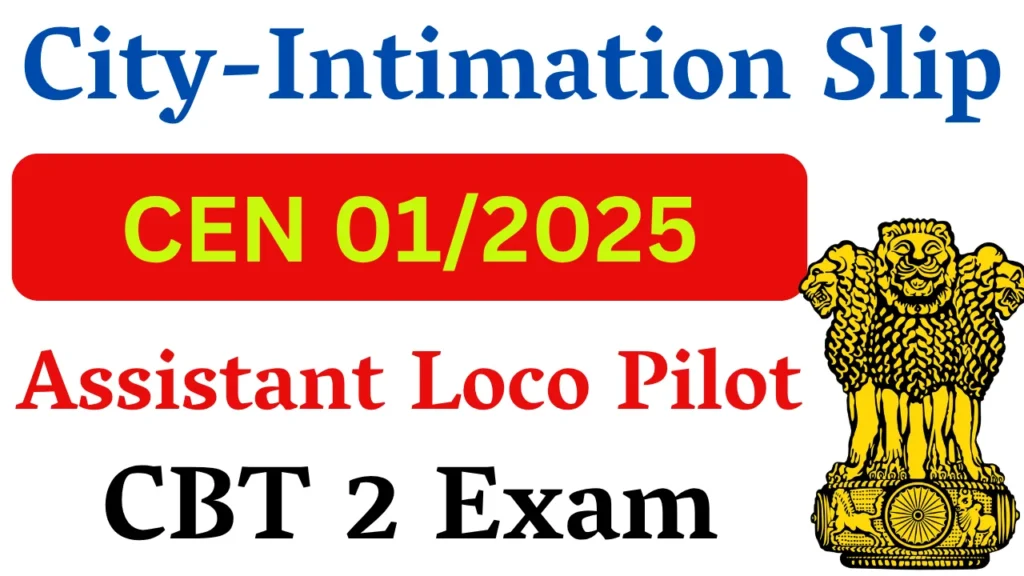 RRB ALP CBT 2 City Intimation Slip 2026
